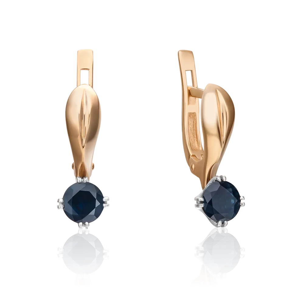 Серьги из комбинированного золота с сапфиром 02-0516-00-102-1111-30