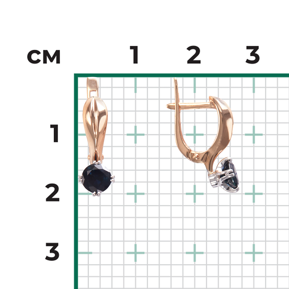 Серьги из комбинированного золота с сапфиром 02-0516-00-102-1111-30