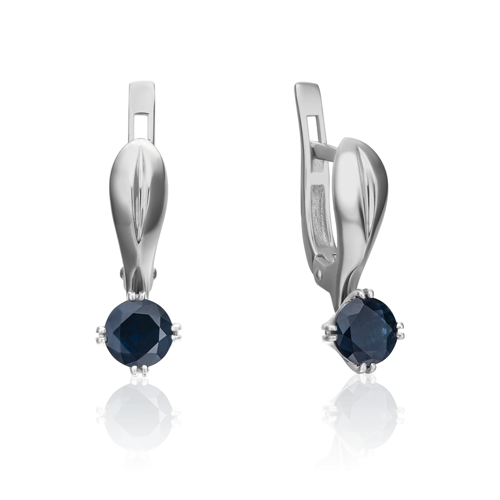 Серьги из белого золота с сапфиром 02-0517-00-102-1120-30