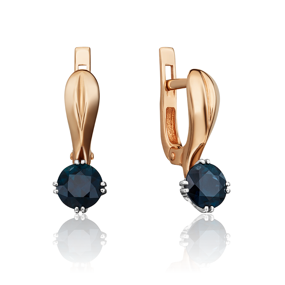 Серьги из комбинированного золота с сапфиром 02-0520-00-102-1111-30