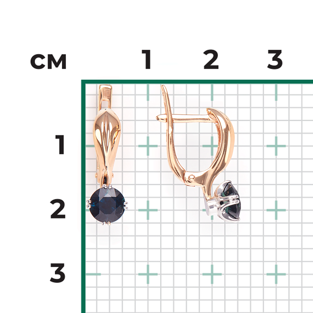 Серьги из комбинированного золота с сапфиром 02-0520-00-102-1111-30