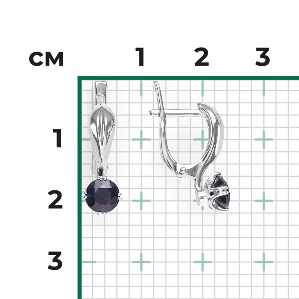 Серьги с английским замком из белого золота с сапфиром 02-0521-00-102-1120-30