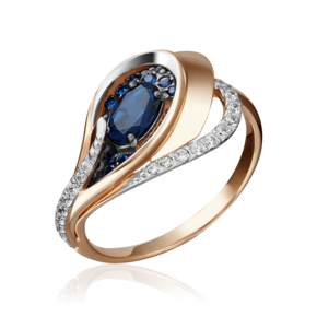 Кольцо из красного золота с сапфирами и бриллиантами