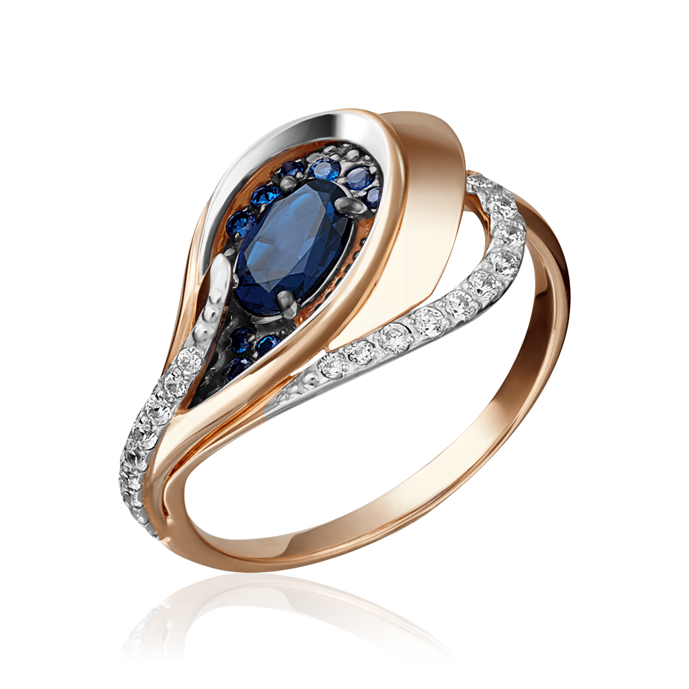 Кольцо из красного золота с сапфирами и бриллиантами 01-5150-00-105-1110-30