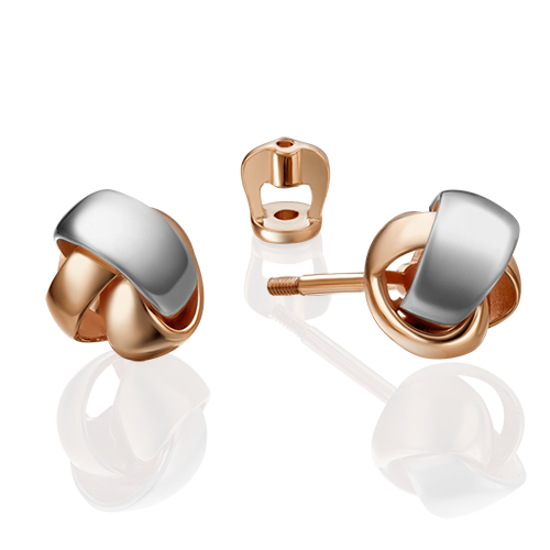 Серьги-пусеты из комбинированного золота 02-4329-00-000-1111-48