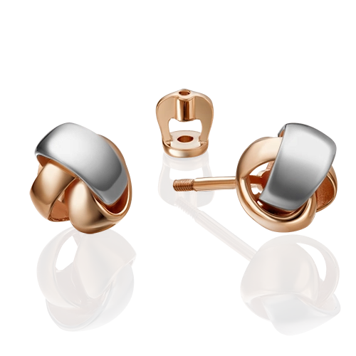 Серьги-пусеты из комбинированного золота 02-4329-00-000-1111-48