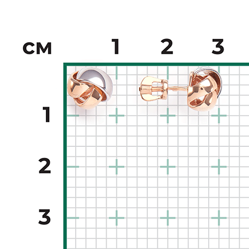 Серьги-пусеты из комбинированного золота 02-4329-00-000-1111-48