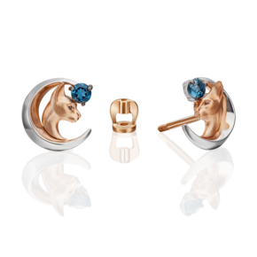 Серьги-пусеты «Тайна красоты» из комбинированного золота с топазом 02-4864-00-201-1111