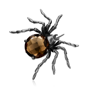 Брошь «Паук» из белого золота с кварцем дымчатым 04-0220-00-202-1120-46