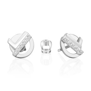 Серьги-пусеты из белого золота с фианитами