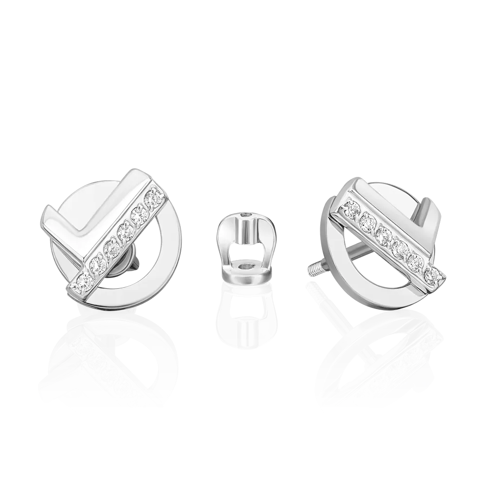 Серьги-пусеты из белого золота с фианитами 02-5137-00-401-1120