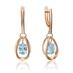 Серьги с английским замком из комбинированного золота с топазом 02-4553-00-201-1111-57