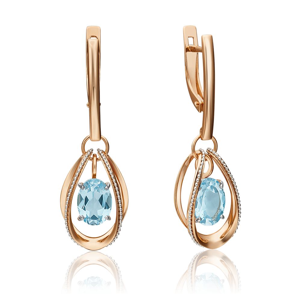 Серьги с английским замком из комбинированного золота с топазом 02-4553-00-201-1111-57