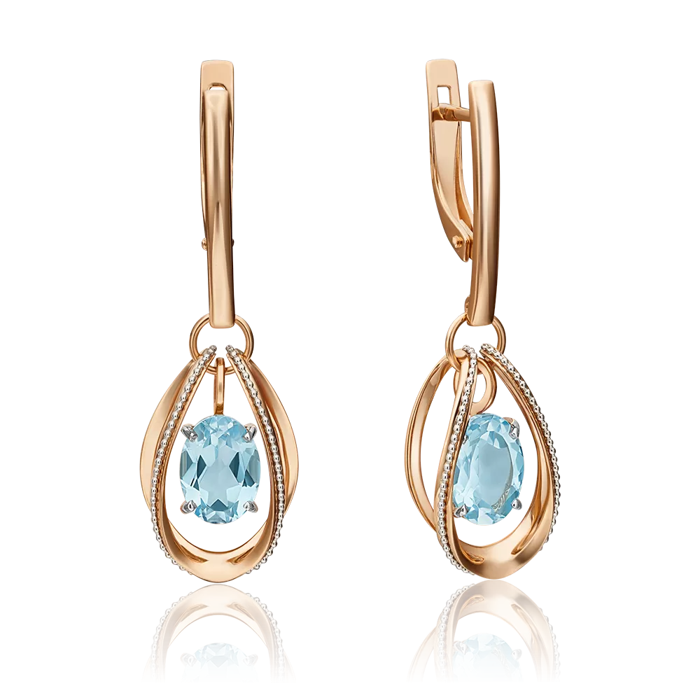 Серьги с английским замком из комбинированного золота с топазом 02-4553-00-201-1111-57