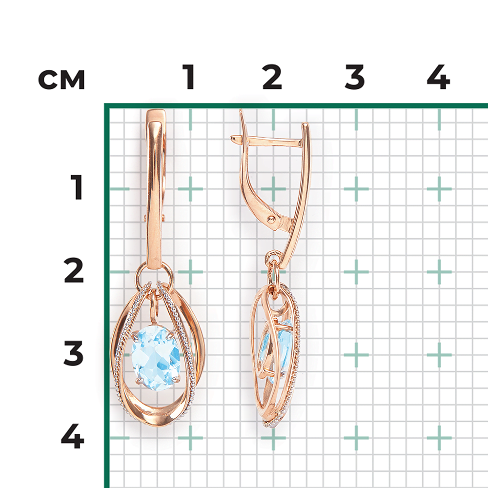 Серьги с английским замком из комбинированного золота с топазом 02-4553-00-201-1111-57