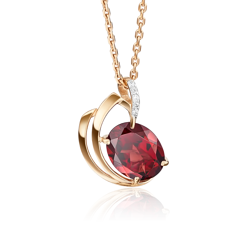 Подвеска из красного золота с гранатом и фианитами 03-2420-00-210-1110-46