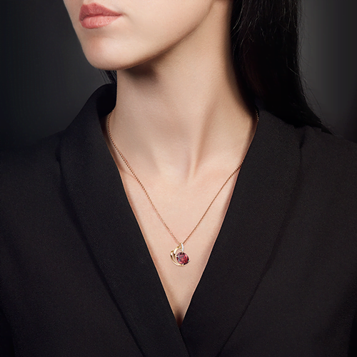 Подвеска из красного золота с гранатом и фианитами 03-2420-00-210-1110-46