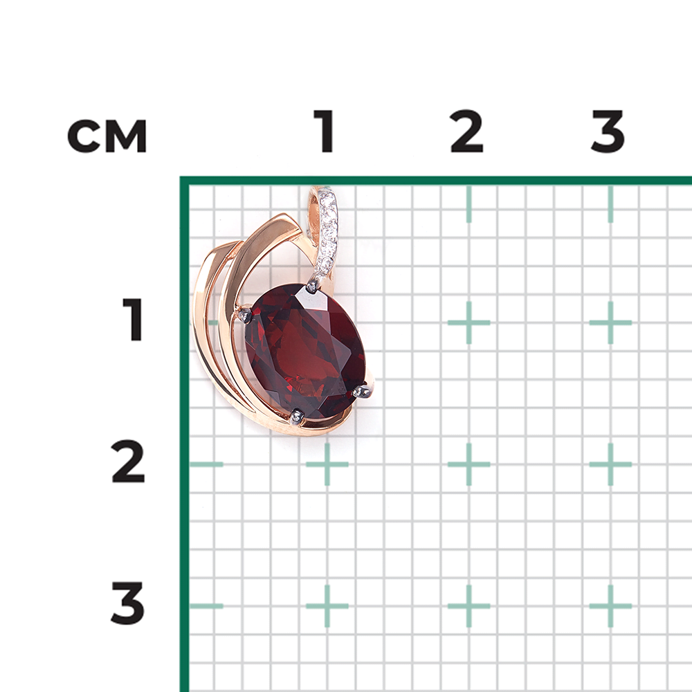 Подвеска из красного золота с гранатом и фианитами 03-2420-00-210-1110-46