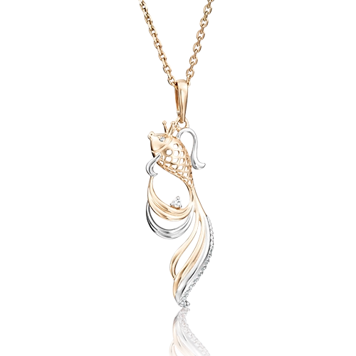 Подвеска «Рыбка» из красного золота с фианитами 03-2424-00-401-1110-03