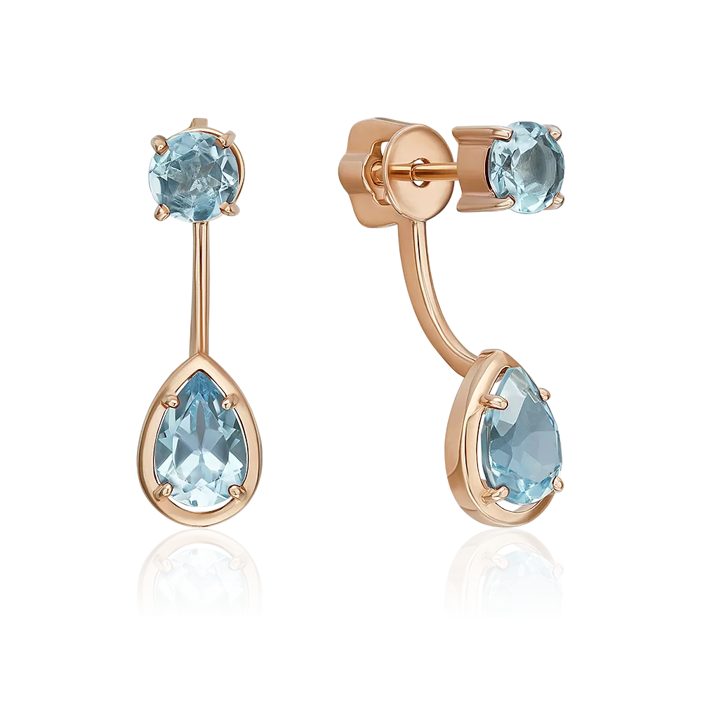 Серьги-джекеты из красного золота с топазами 02-5394-00-201-1110