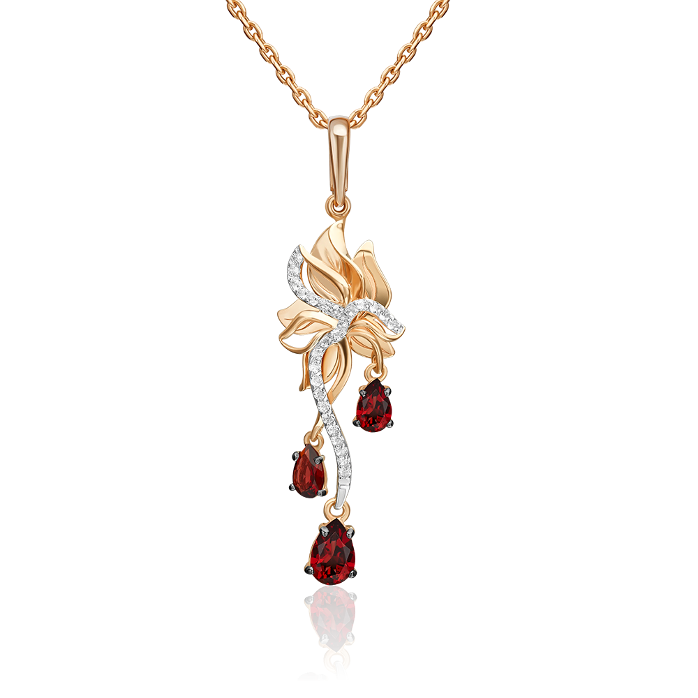 Подвеска из красного золота с гранатами и натуральными топазами white 03-3682-00-264-1110