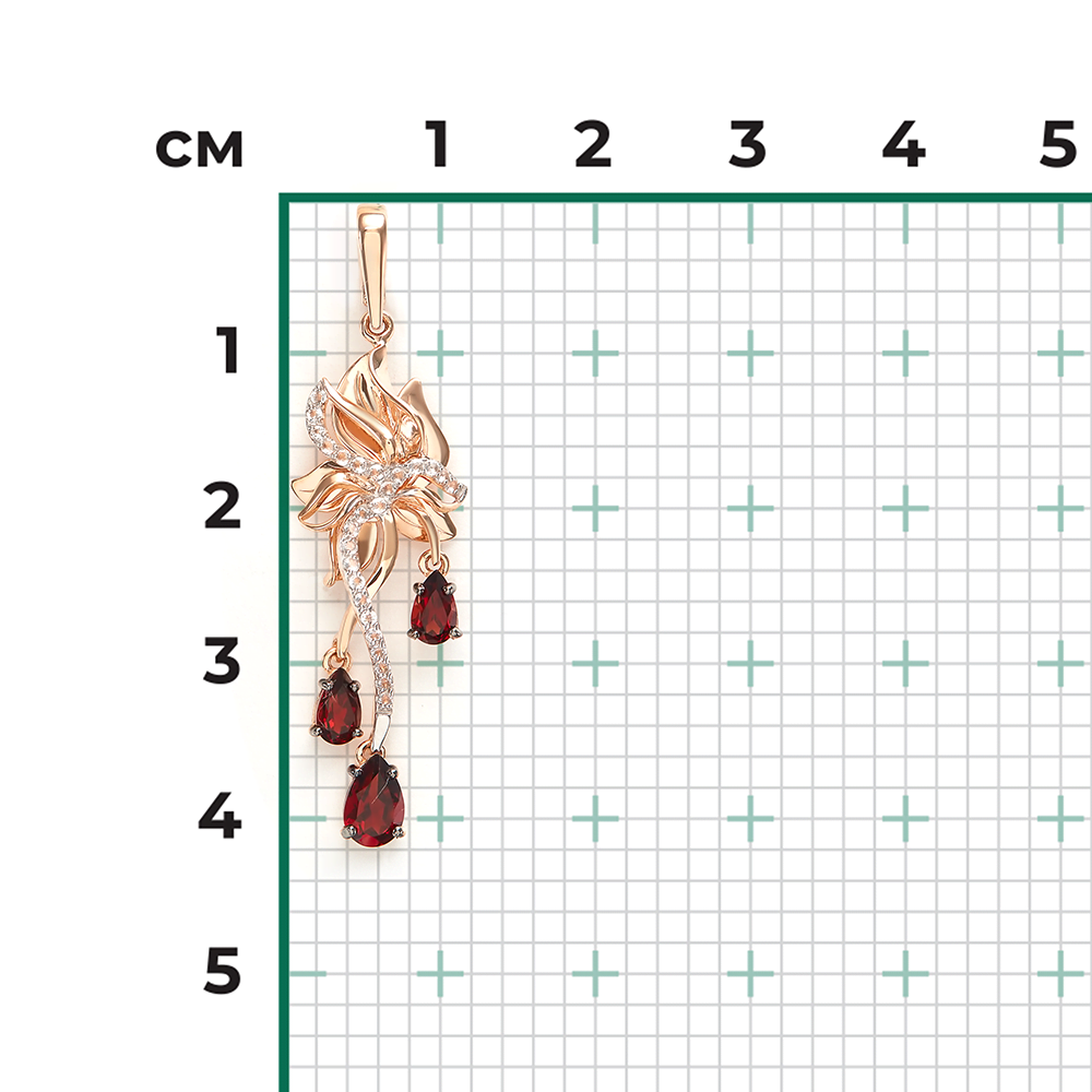 Подвеска из красного золота с гранатами и натуральными топазами white 03-3682-00-264-1110