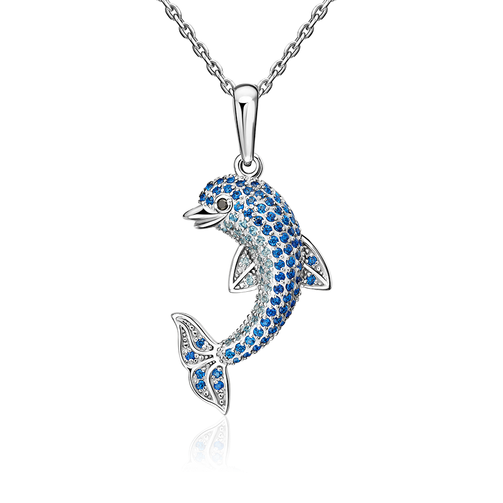 Подвеска «Дельфин» из серебра с фианитами 03-0816-00-404-0200