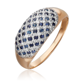 Кольцо из красного золота с бриллиантами и сапфирами 01-5508-00-105-1110-30