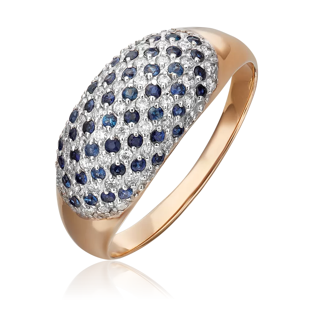 Кольцо из красного золота с бриллиантами и сапфирами 01-5508-00-105-1110-30