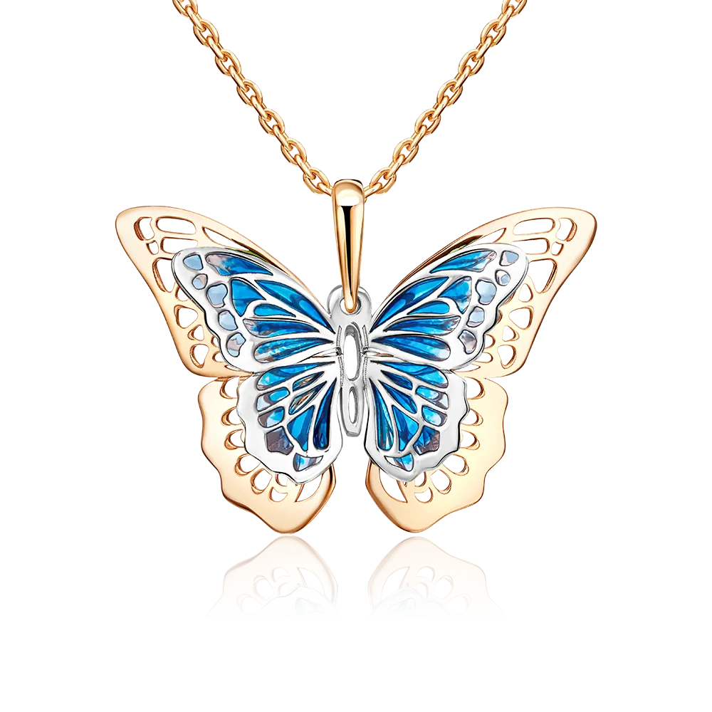 Подвеска «Тропическая красавица» из комбинированного золота с эмалью 03-3167-00-000-1111-48