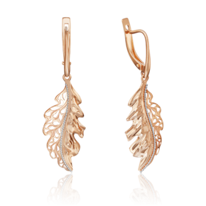 Серьги «Листья дуба» с английским замком из красного золота 02-4098-00-000-1110-48