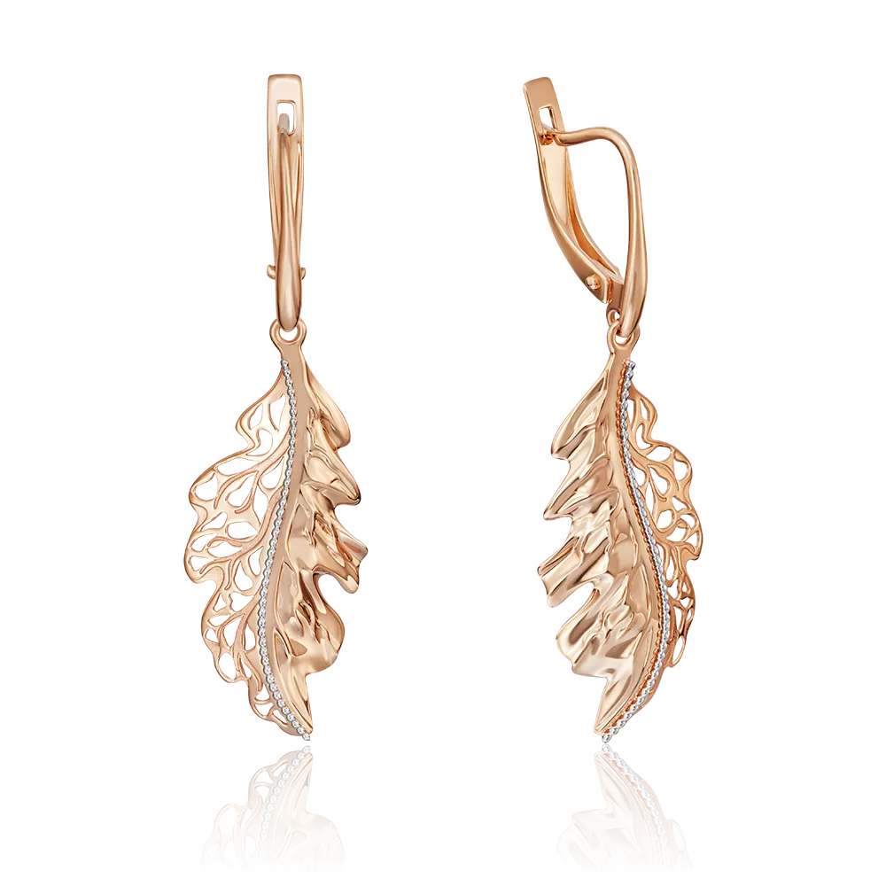 Серьги «Листья дуба» с английским замком из красного золота 02-4098-00-000-1110-48