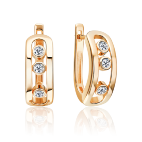 Серьги с английским замком из красного золота с фианитами 02-5539-00-401-1110