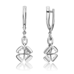 Серьги «Клевер. Незабываемые моменты» с английским замком из белого золота с бриллиантами 02-4819-00-101-1120