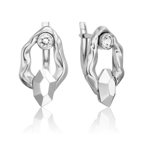 Серьги с английским замком из белого золота с натуральным топазом white 02-5047-00-201-1120