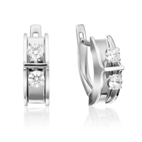 Серьги с английским замком из белого золота с фианитами 02-4264-00-501-1120-38