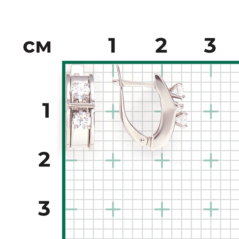 Серьги с английским замком из белого золота с фианитами 02-4264-00-501-1120-38