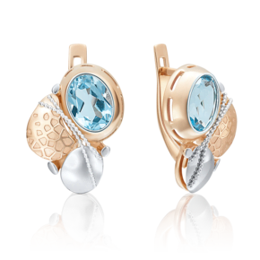 Серьги с английским замком из комбинированного золота с топазом 02-4012-00-201-1111-57