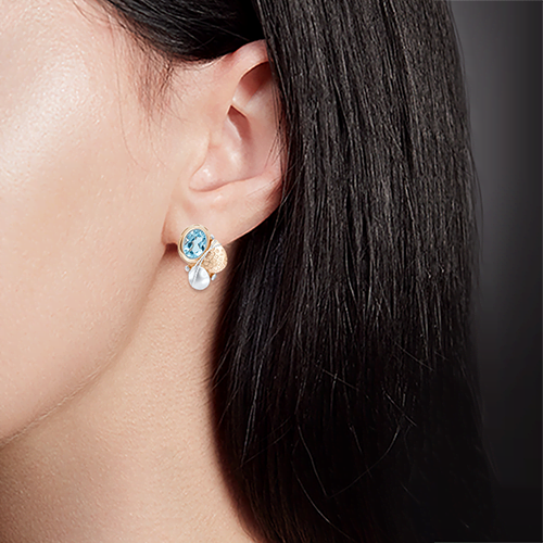 Серьги с английским замком из комбинированного золота с топазом 02-4012-00-201-1111-57