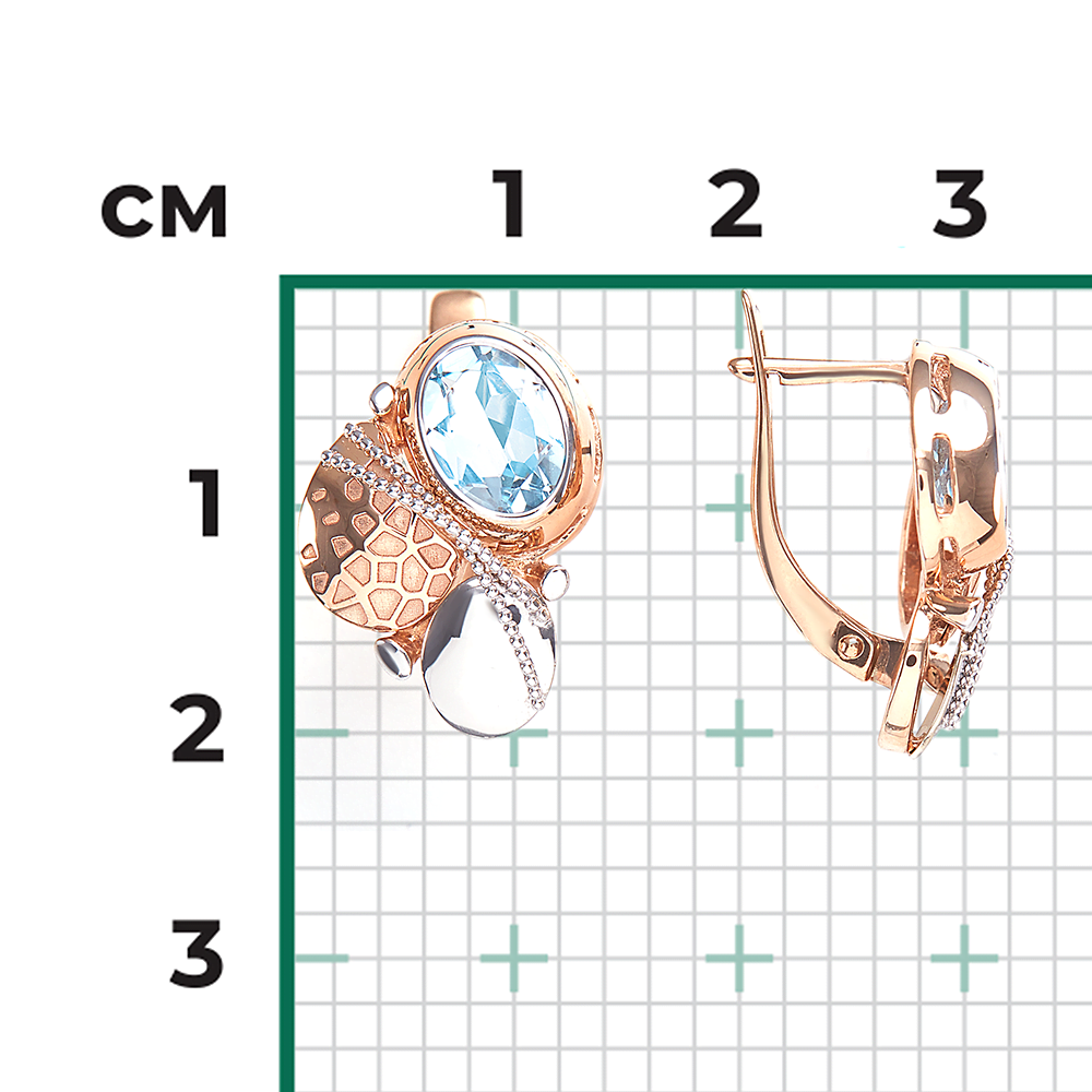 Серьги с английским замком из комбинированного золота с топазом 02-4012-00-201-1111-57