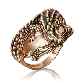 Кольцо «Крокодил» из красного золота с эмалью 01-5205-00-000-1110