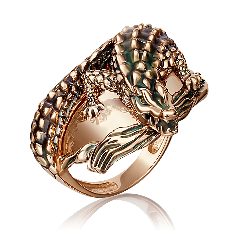 Кольцо «Крокодил» из красного золота с эмалью 01-5205-00-000-1110