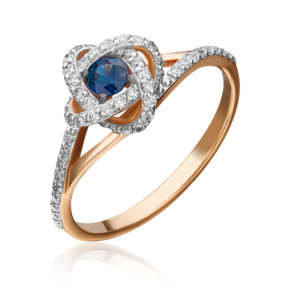 Кольцо из красного золота с сапфиром и бриллиантами 01-1437-00-105-1110-30
