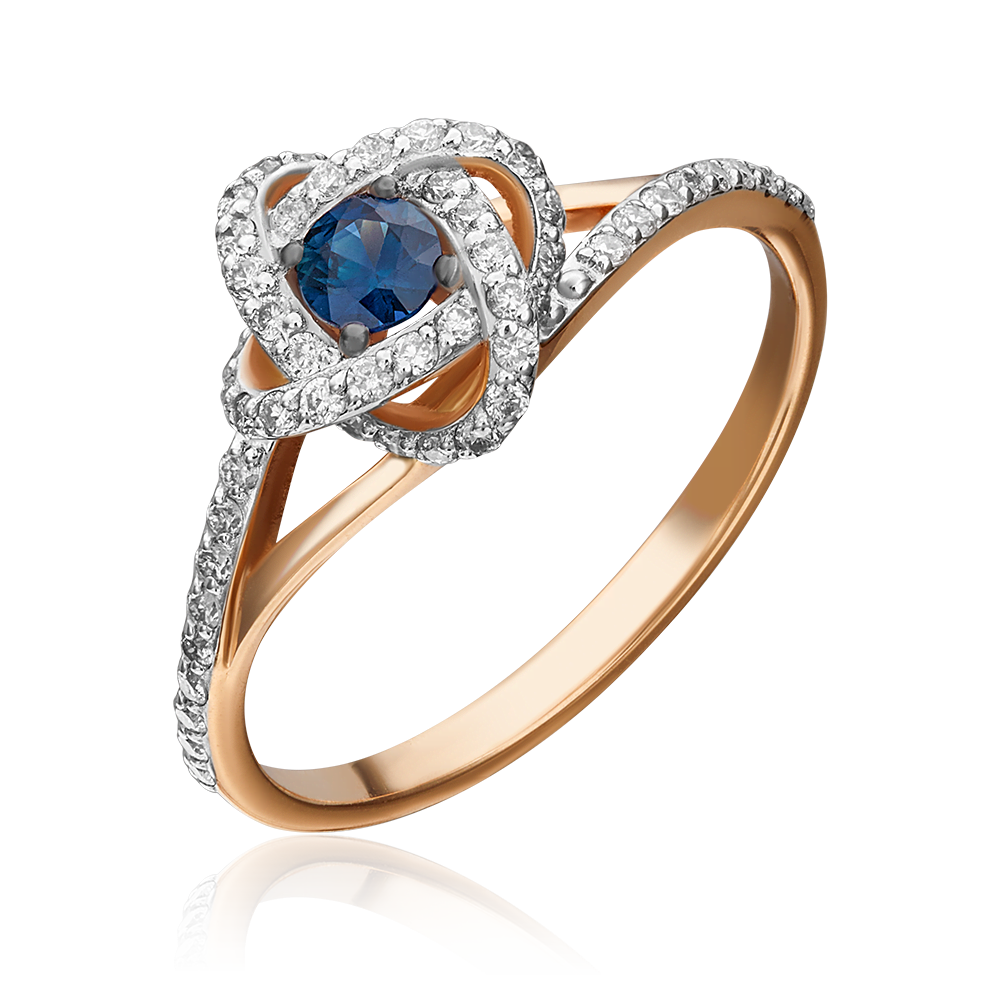 Кольцо из красного золота с сапфиром и бриллиантами 01-1437-00-105-1110-30