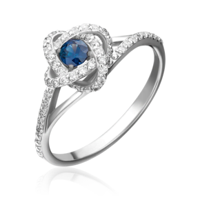 Кольцо из белого золота с сапфиром и бриллиантами 01-1438-00-105-1120-30