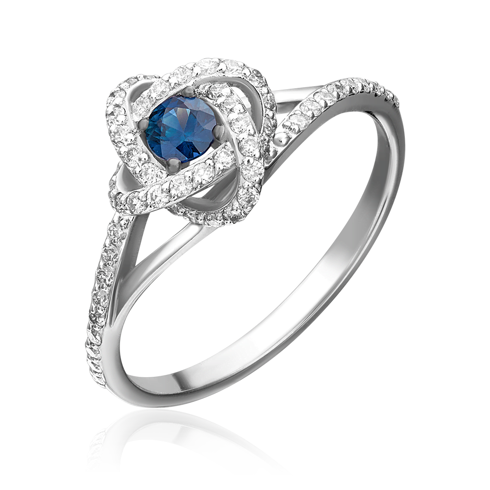 Кольцо из белого золота с сапфиром и бриллиантами 01-1438-00-105-1120-30
