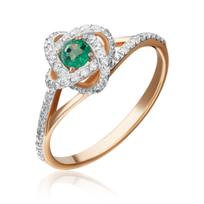 Кольцо из красного золота с изумрудом и бриллиантами 01-1437-00-106-1110-30