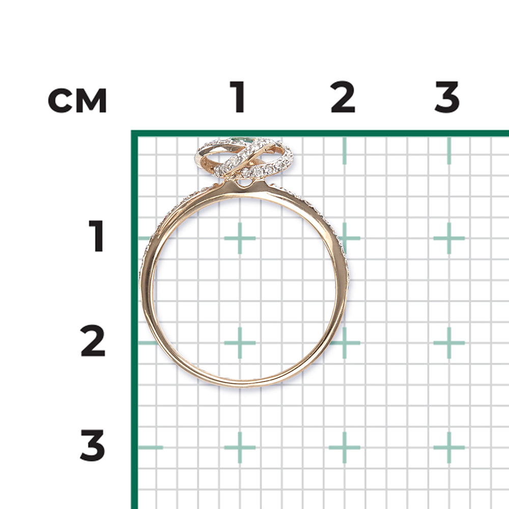 Кольцо из красного золота с изумрудом и бриллиантами 01-1437-00-106-1110-30