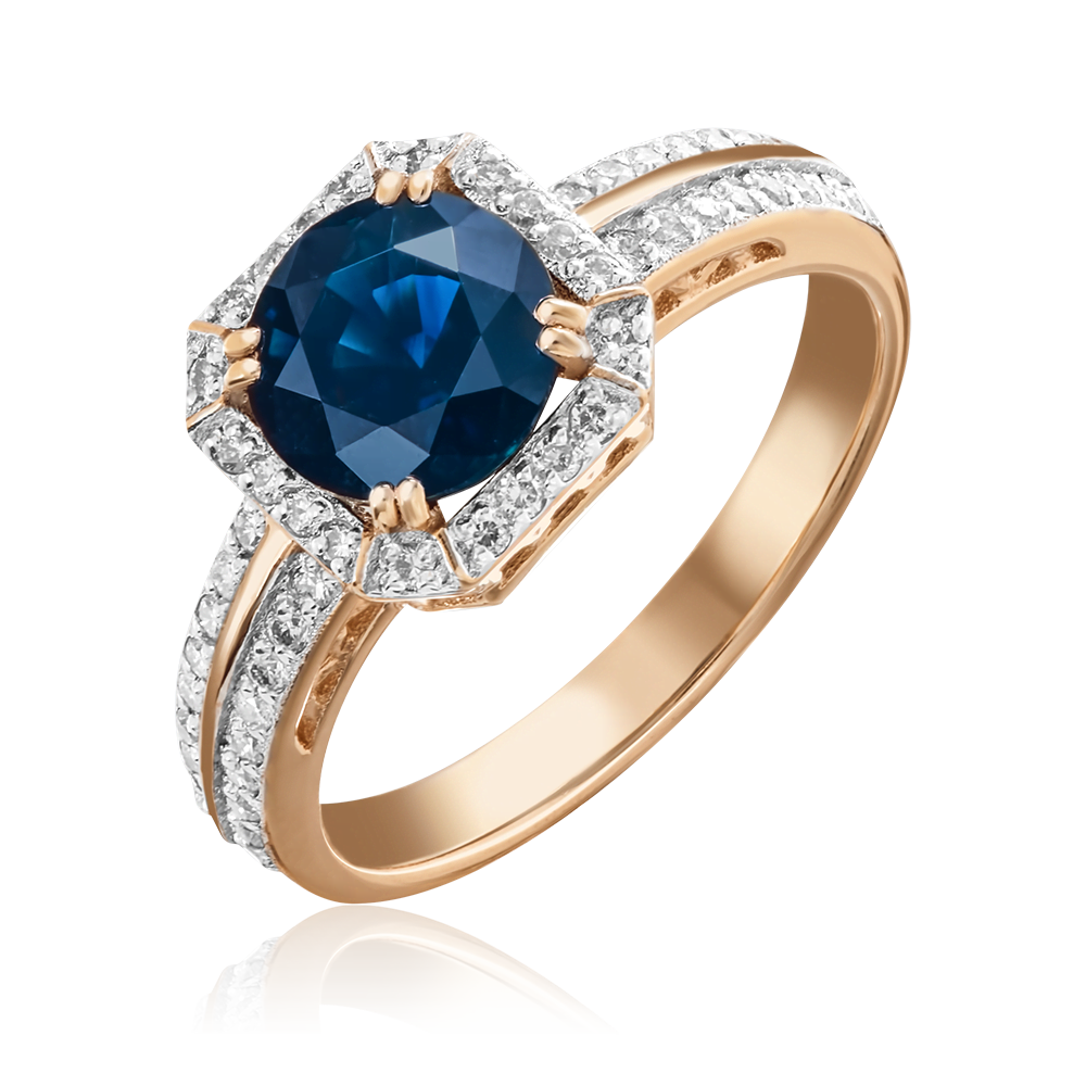 Кольцо из красного золота с сапфиром и бриллиантами 01-1439-00-105-1110-30