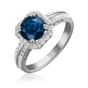 Кольцо из белого золота с сапфиром и бриллиантами 01-1440-00-105-1120-30